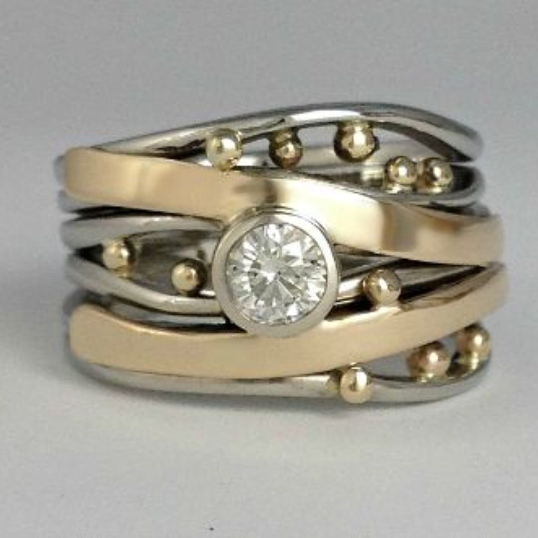 Bague en Zirkonia Intarsien Vintage Or