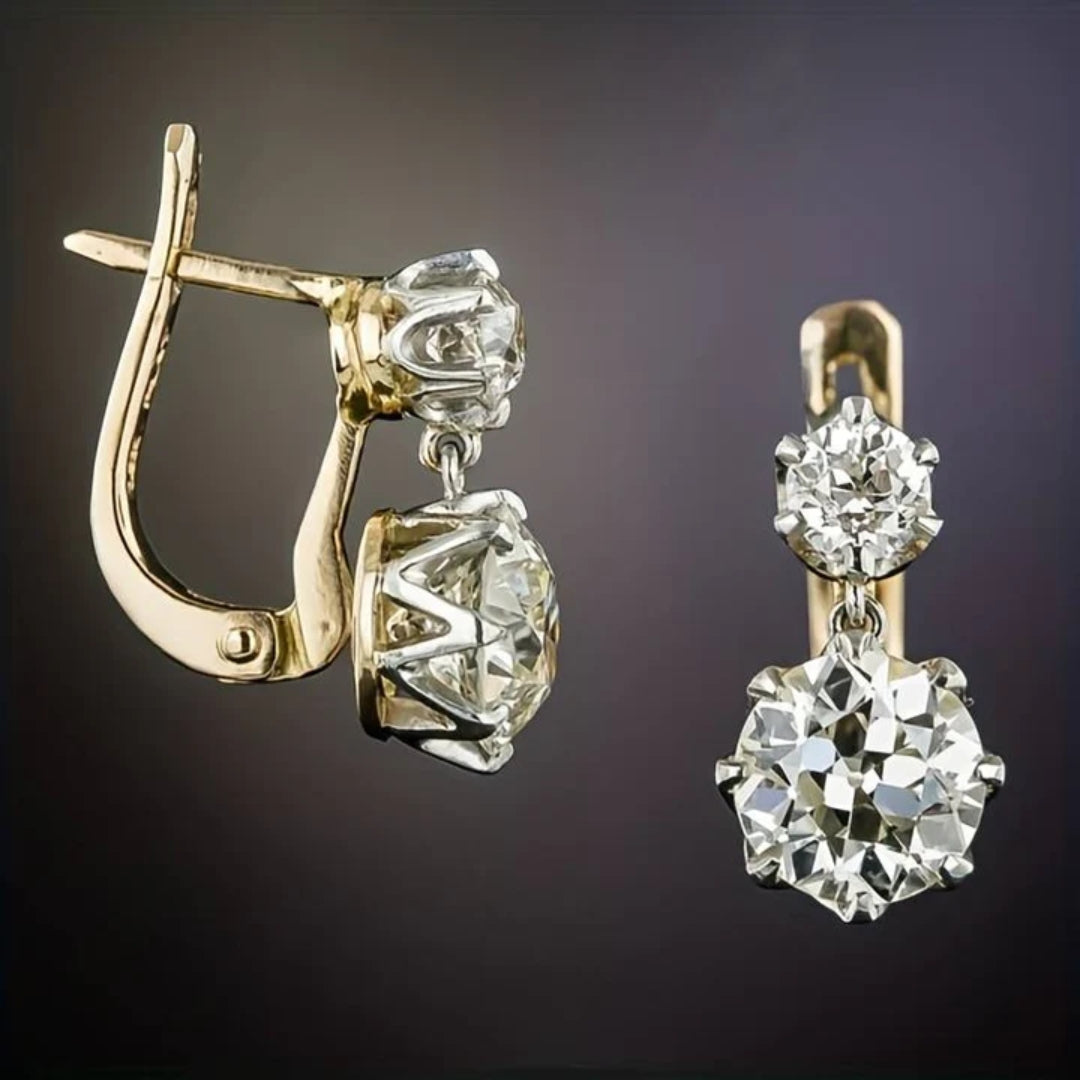 Boucles d'oreilles vintage en zirconium doré
