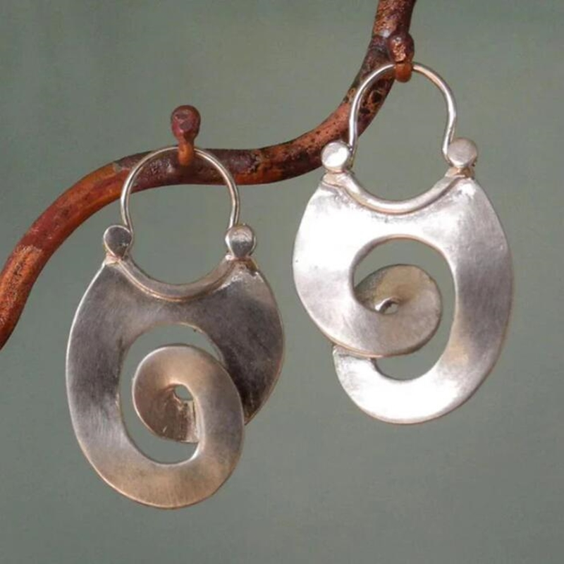 Boucles d'oreilles en argent vintage Spirale