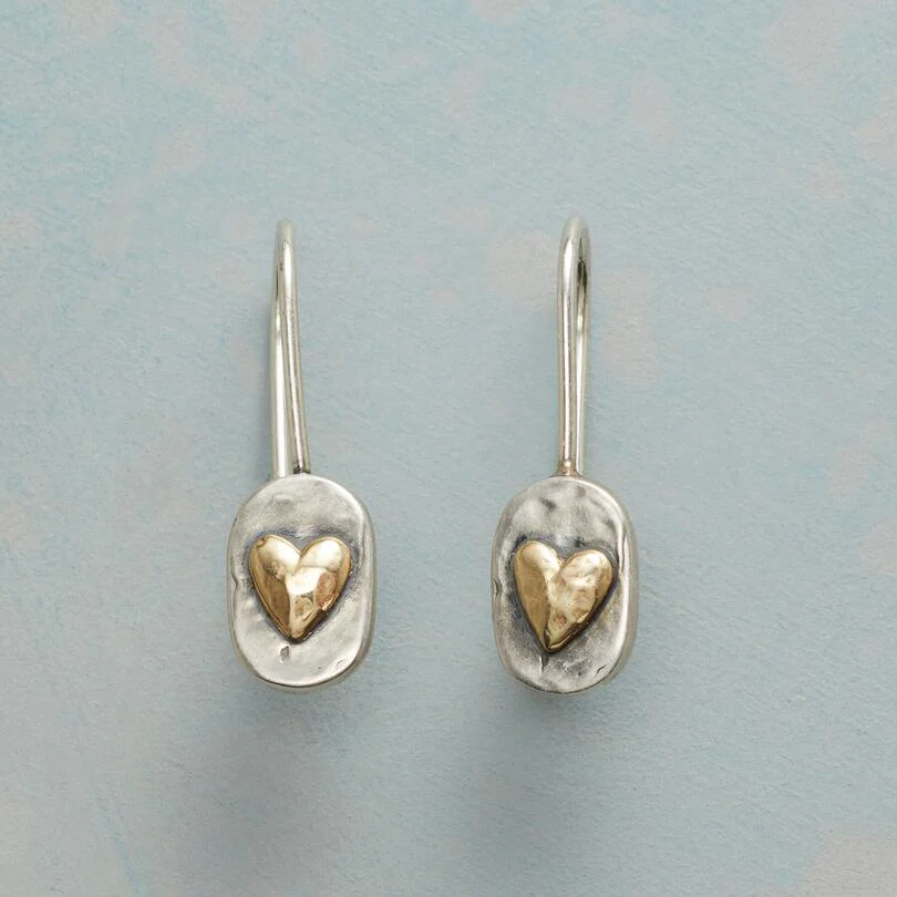 Boucles d'oreilles cœur doré en argent vintage