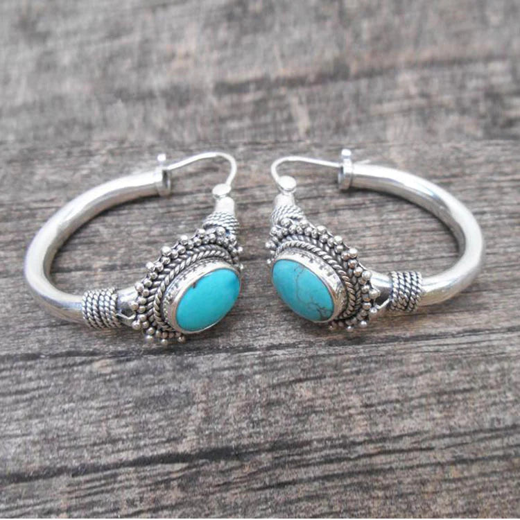 Boucles d'oreilles turquoise au look vintage