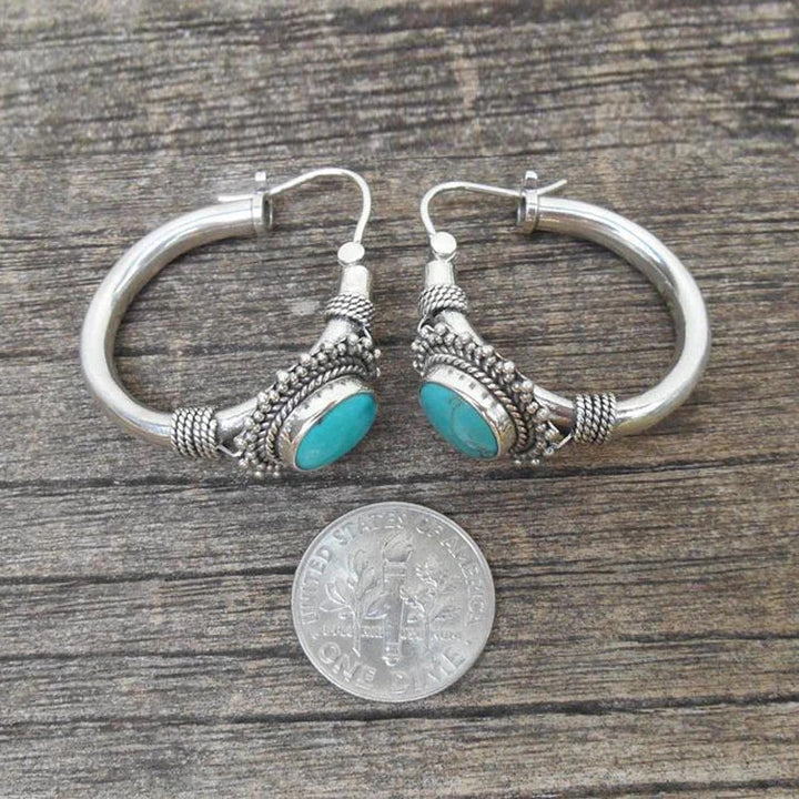 Boucles d'oreilles turquoise au look vintage