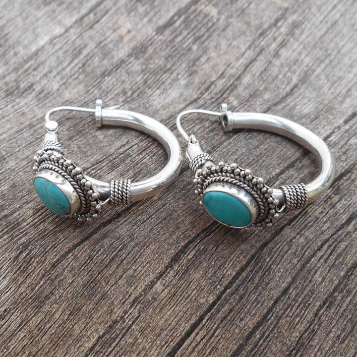 Boucles d'oreilles turquoise au look vintage