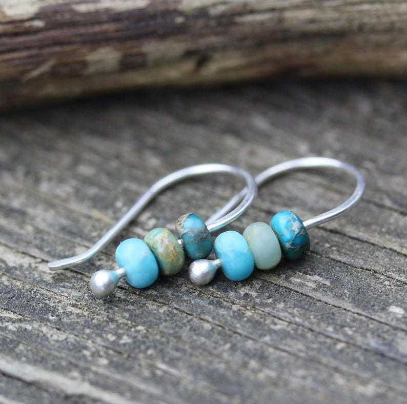 Boucles rétro en turquoise pour oreilles