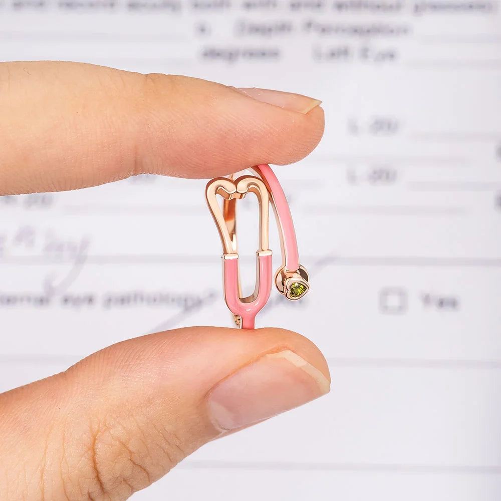 Bague Stéthoscope avec Pierre Porte-Bonheur Cœur