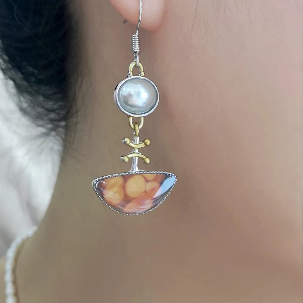 Elodi - Boucles d'oreilles rétro orange