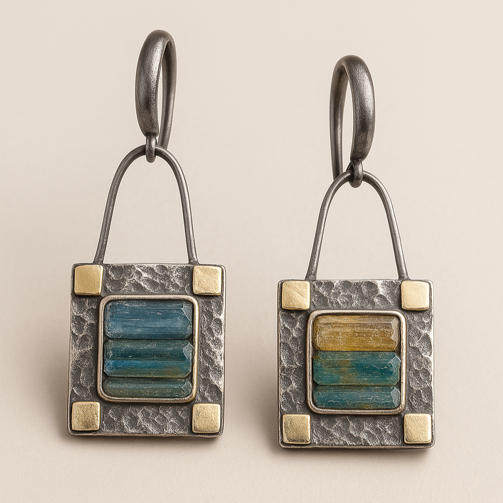 Boucles d'oreilles en cristal bleu vert