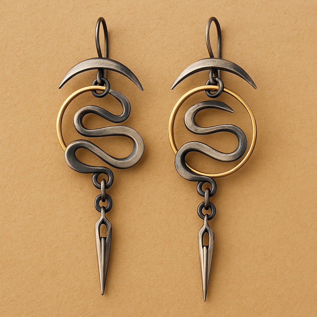 Boucles d'oreilles spirales géométriques irrégulières Serpentine