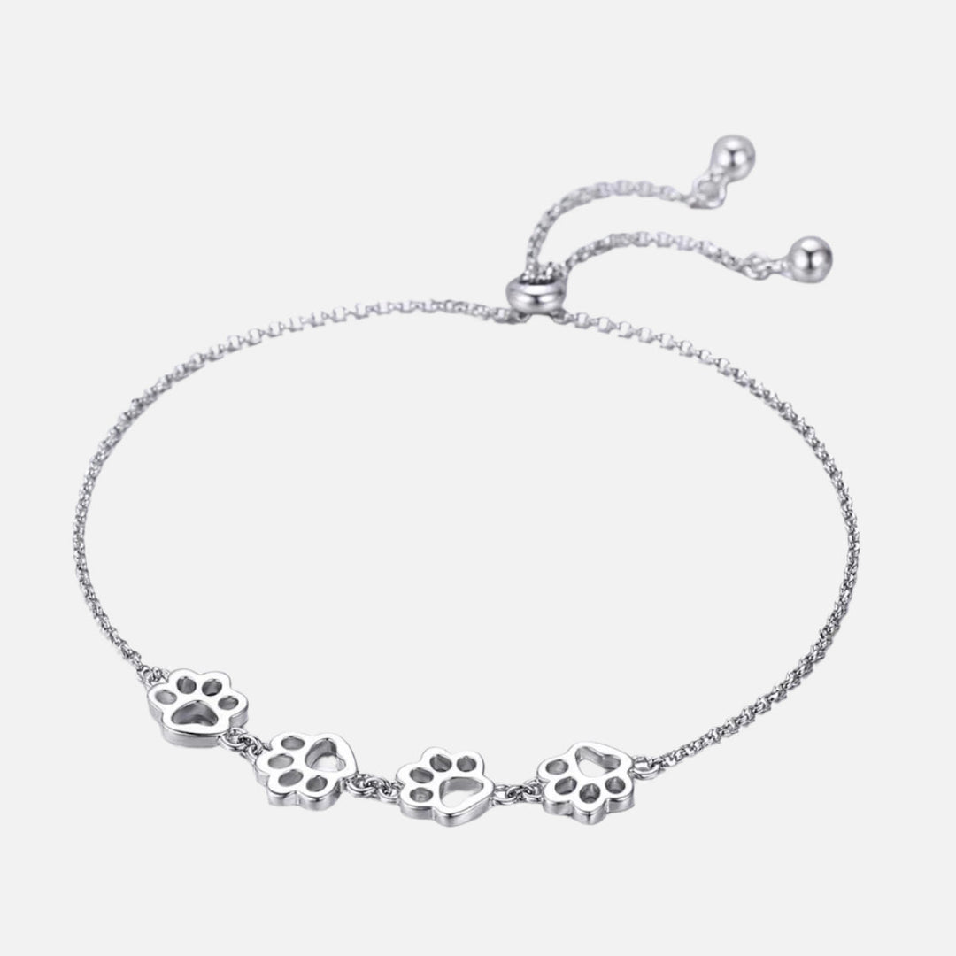 Bracelet en Argent Sterling avec Empreinte de Patte – Ajustement Réglable
