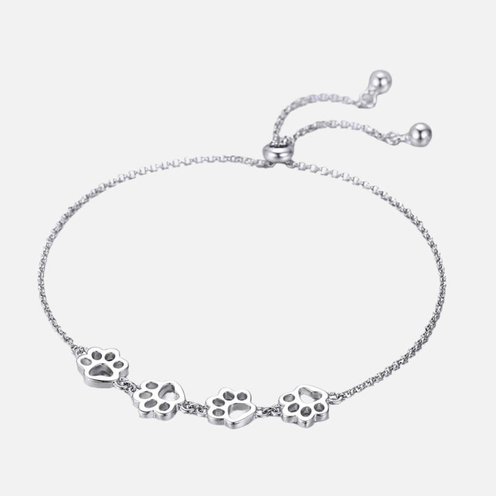 Bracelet en Argent Sterling avec Empreinte de Patte – Ajustement Réglable
