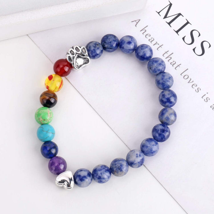 Bracelet Mémorial Pont de l'Arc-en-Ciel – Cadeau de 7 Perles de Chakra pour la Perte d'un Animal de Compagnie