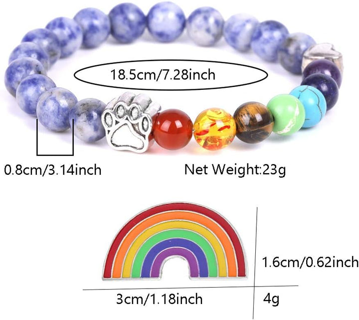 Bracelet Mémorial Pont de l'Arc-en-Ciel – Cadeau de 7 Perles de Chakra pour la Perte d'un Animal de Compagnie