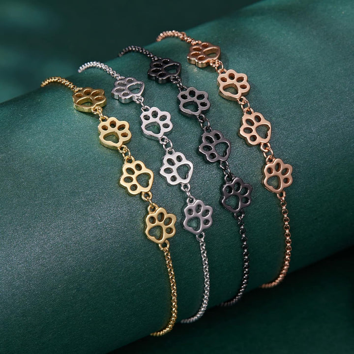 Bracelet en Argent Sterling avec Empreinte de Patte – Ajustement Réglable