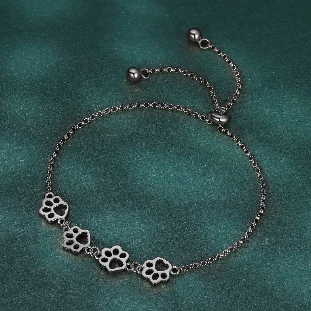 Bracelet en Argent Sterling avec Empreinte de Patte – Ajustement Réglable