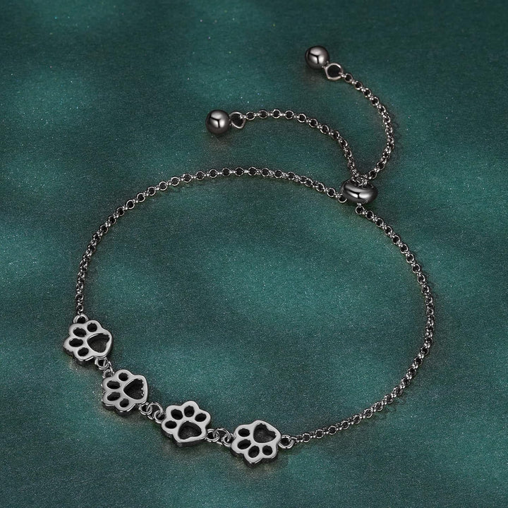 Bracelet en Argent Sterling avec Empreinte de Patte – Ajustement Réglable