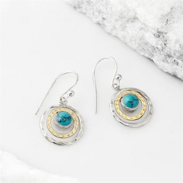 Boucles d'oreilles Turquoise Saturne au style Boho