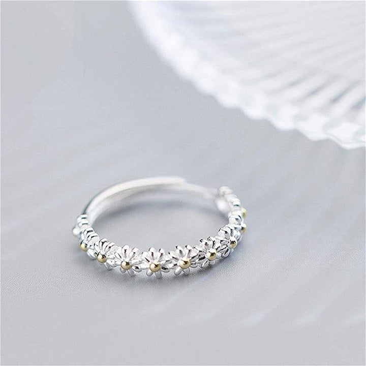 Bague en Argent Ajustable avec Fleur Marguerite