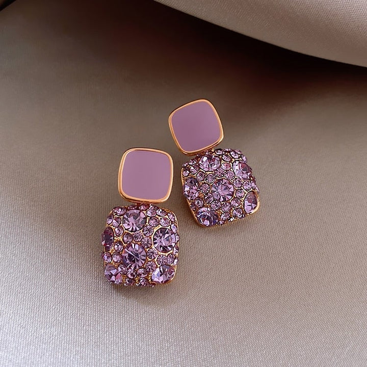 Boucles d'oreilles de luxe violettes avec incrustation de zircon