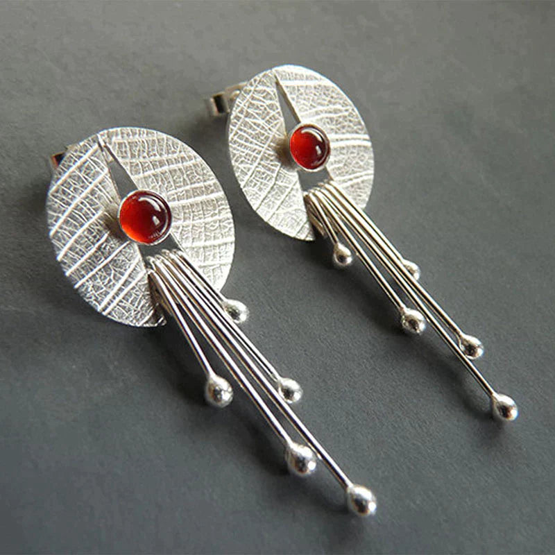 Boucles d'oreilles en pierre rouge exclusive