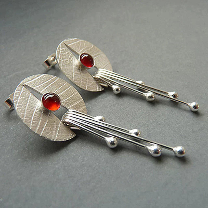 Boucles d'oreilles en pierre rouge exclusive