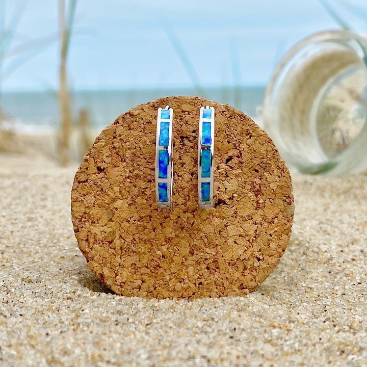 Boucles d'oreilles en Opale Océanique Bleue en Argent