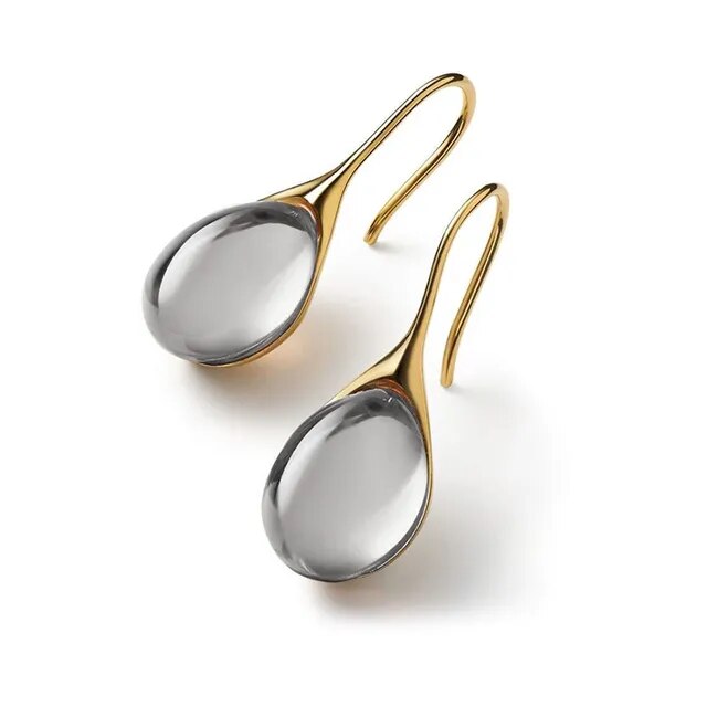 Boucles d'Oreilles en Argent et Cristal d'Or