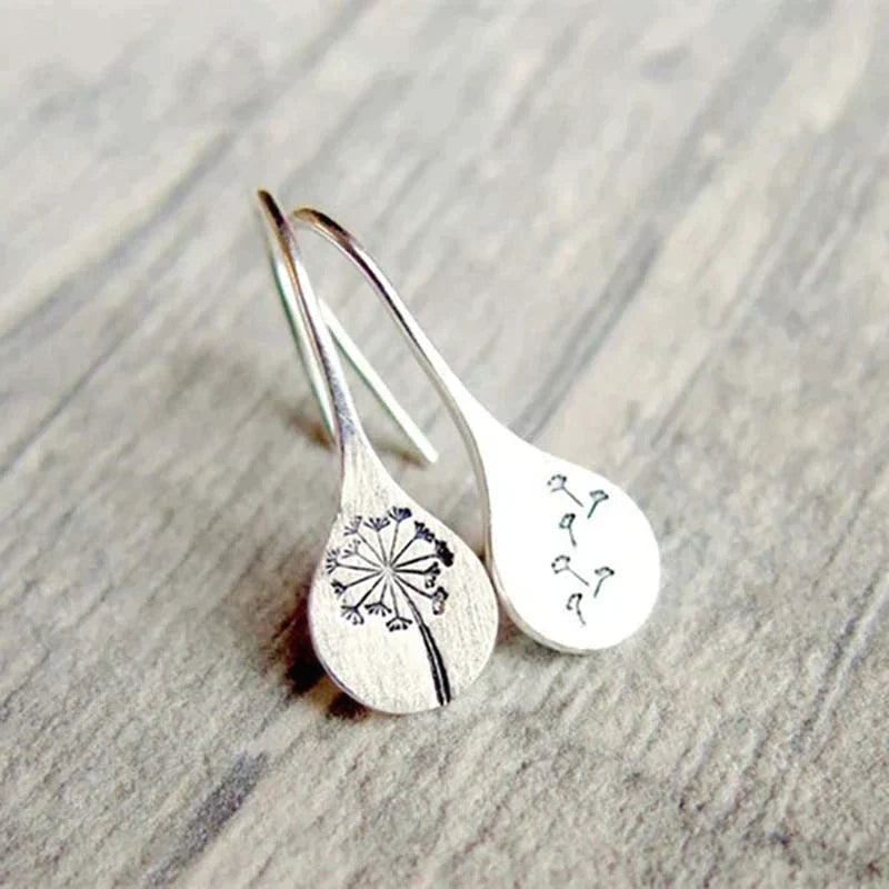 Boucles d'oreilles en argent sterling 925 en forme de feuille de pissenlit