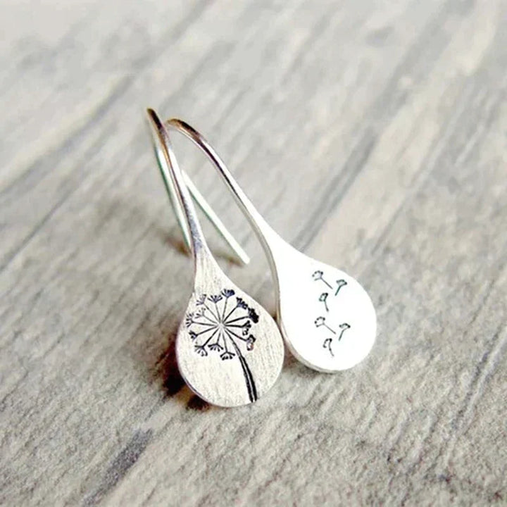 Boucles d'oreilles en argent sterling 925 en forme de feuille de pissenlit