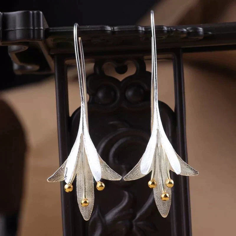 Boucles d'oreilles en Argent ornées de Fleurs