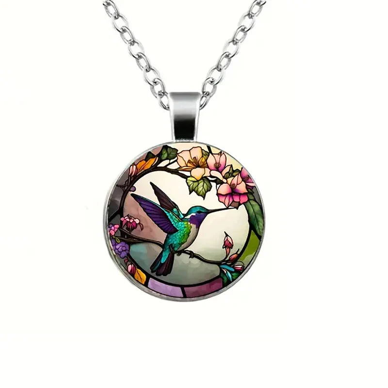 Collier Pendentif en Dôme de Verre Colibri