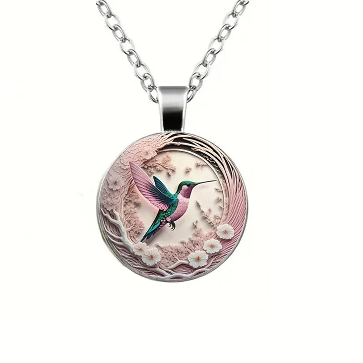 Collier Pendentif en Dôme de Verre Colibri