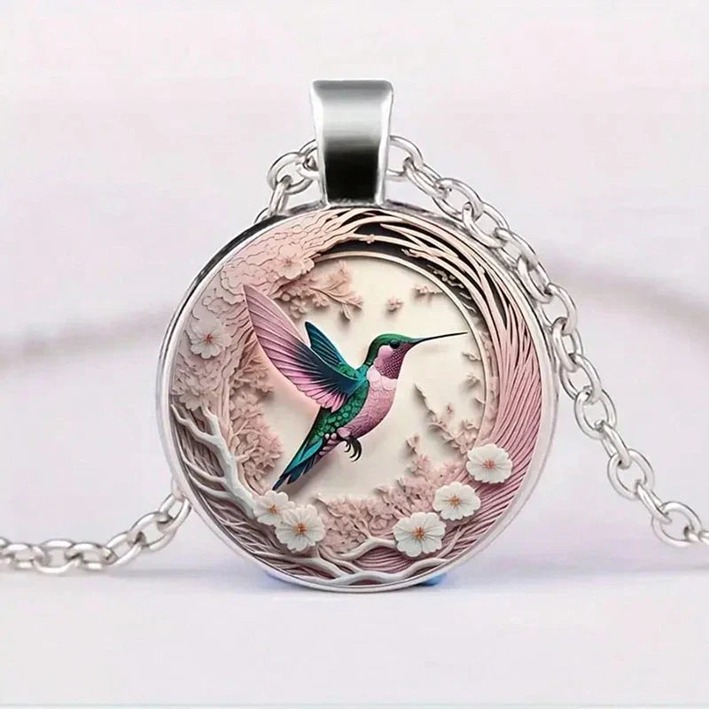 Collier Pendentif en Dôme de Verre Colibri
