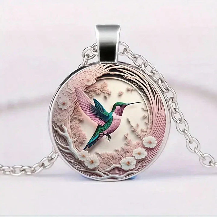 Collier Pendentif en Dôme de Verre Colibri
