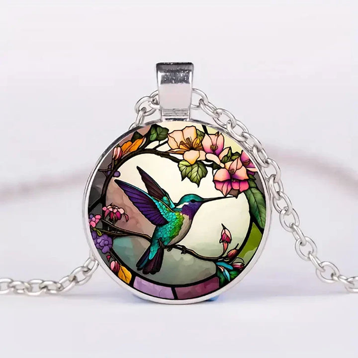 Collier Pendentif en Dôme de Verre Colibri