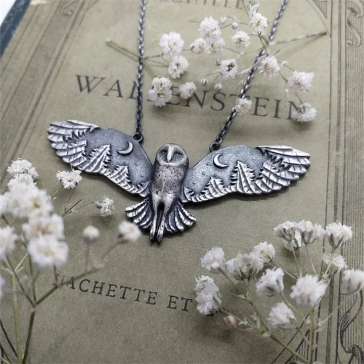 Collier Vintage Hibou Lune