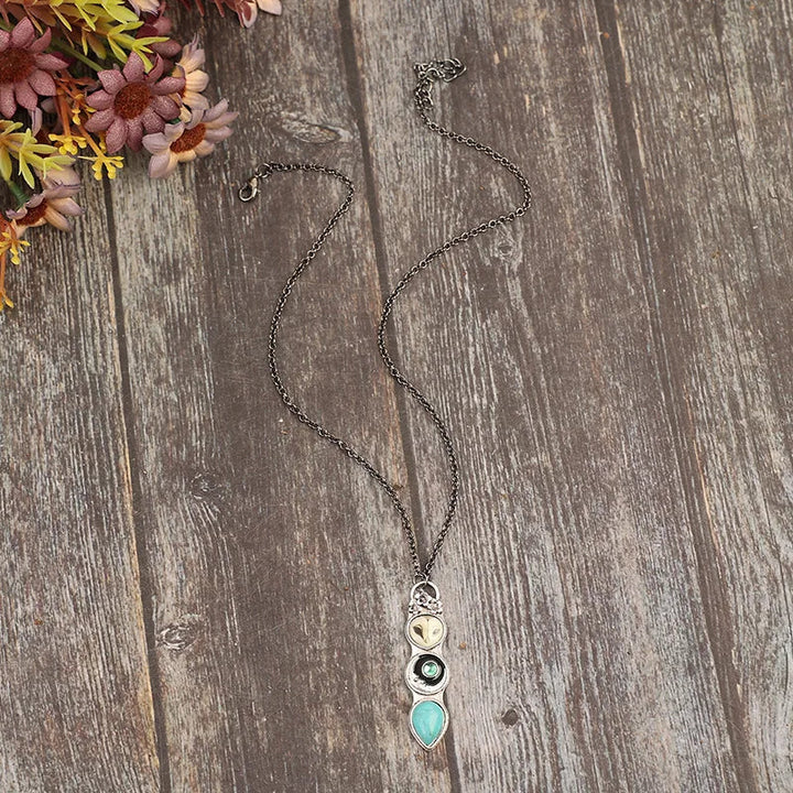 Collier Bar en Pierre de Hibou Turquoise