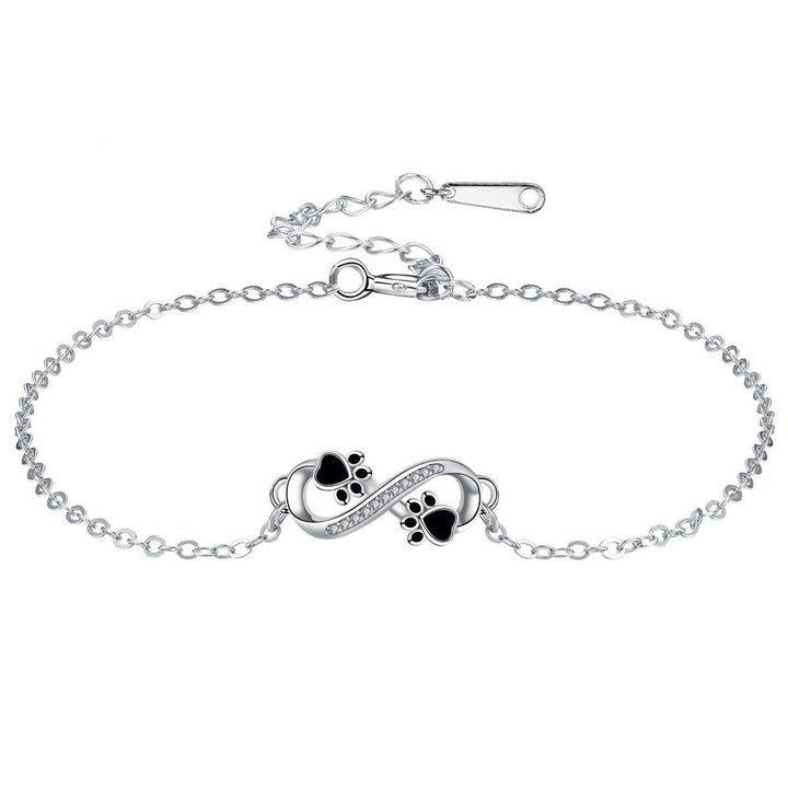 Pendentif Symbole Infini Bracelet Patte d'Animal avec Zirconia