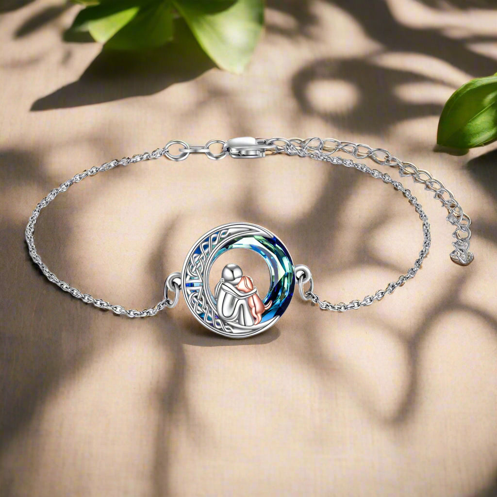 Bracelet Ajustable en Argent Sterling avec Charme de Chien