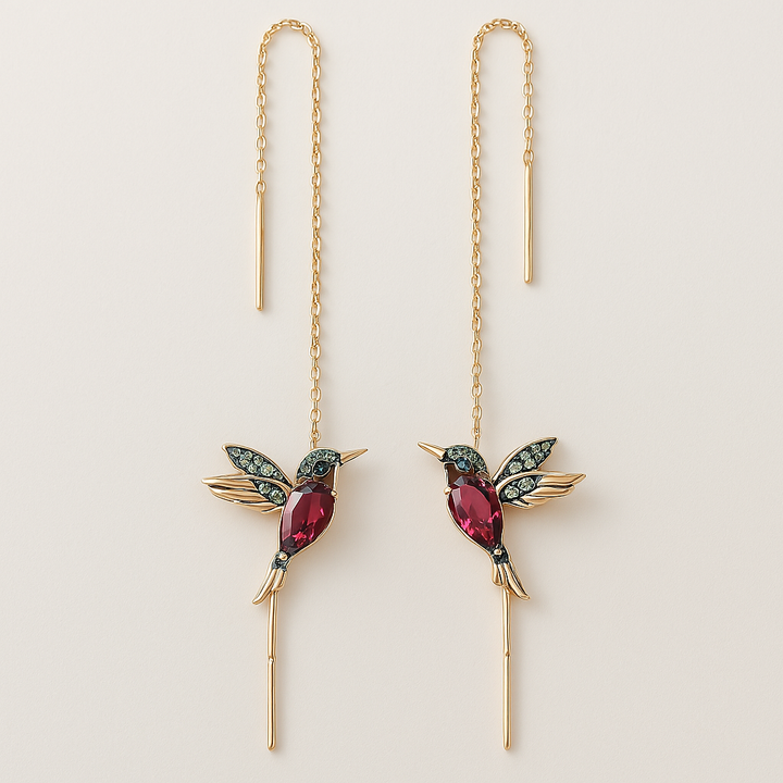 Boucles d'oreilles en émail et zirconium Hummingbird