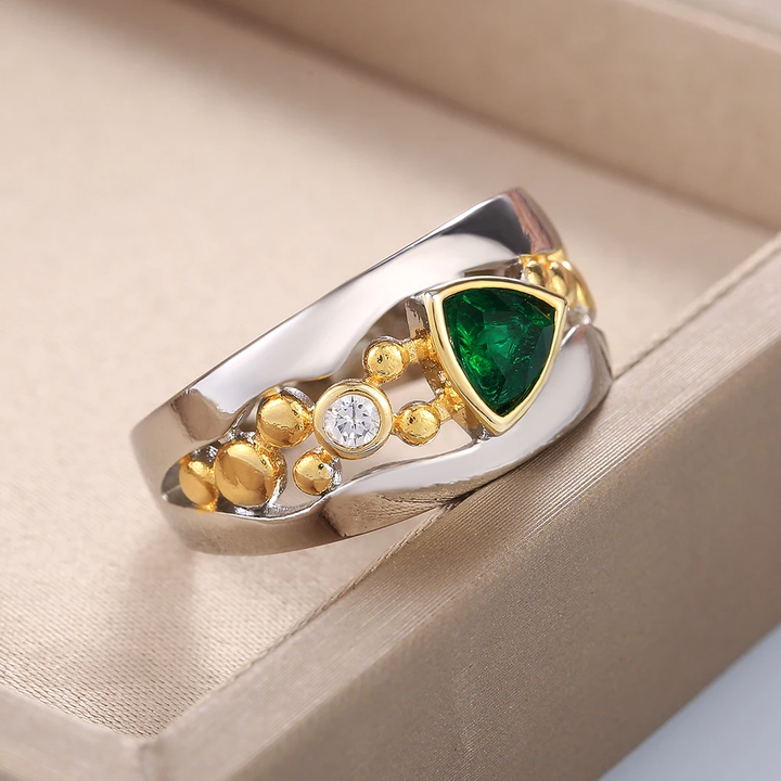 Bague en Cristal Vert Vintage