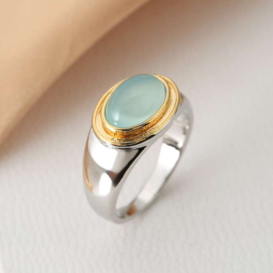 Gabi - Bague en Pierre de Lune Verte Vintage