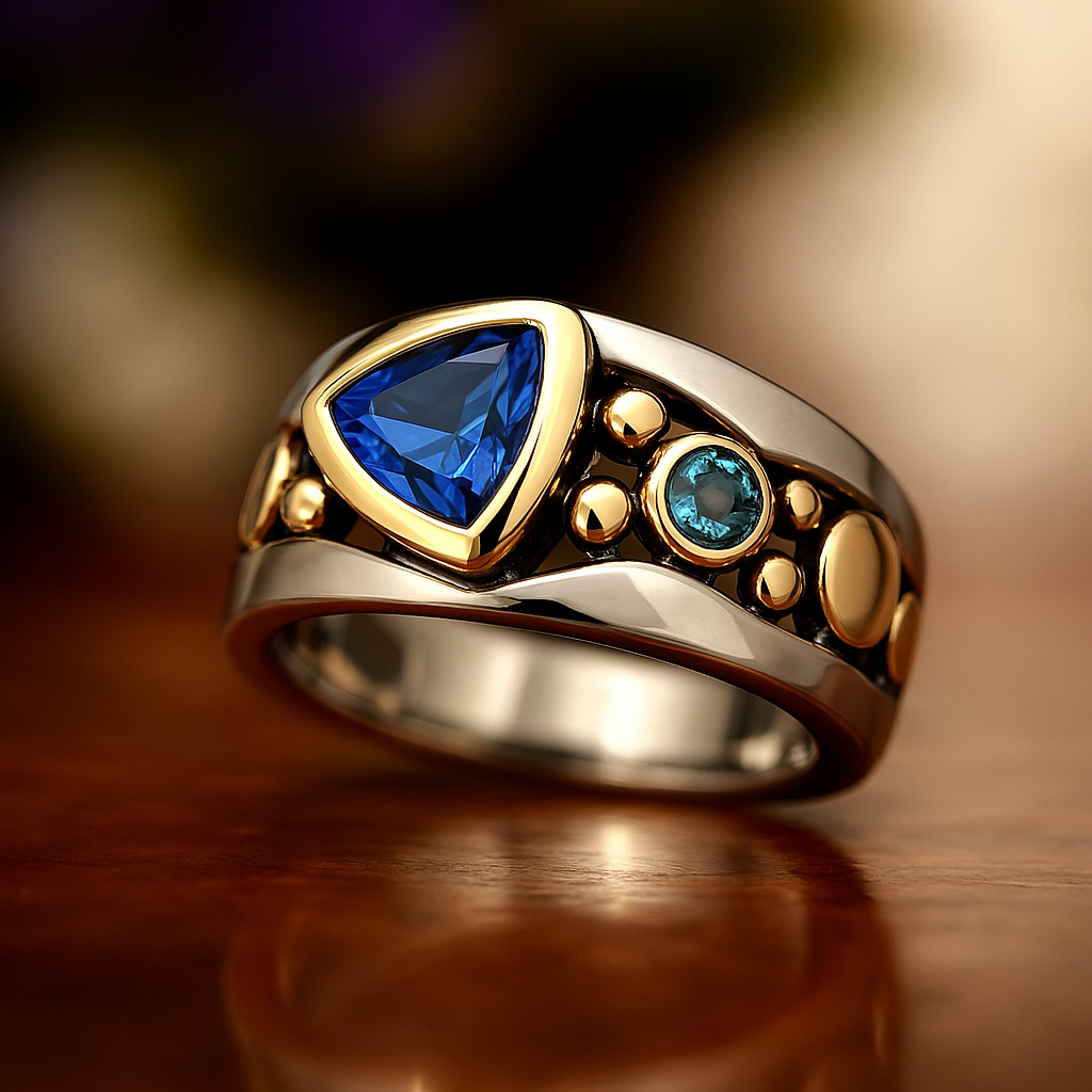 Bague en Cristal Bleu Vintage