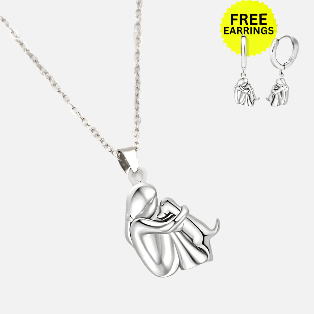Collier Pendentif Câlin avec Boucles d'Oreilles Bonus – Offre à Durée Limitée