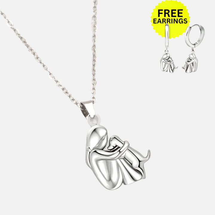 Collier Pendentif Câlin avec Boucles d'Oreilles Bonus – Offre à Durée Limitée