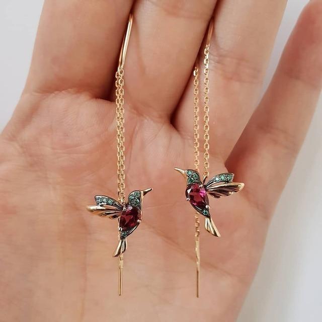 Boucles d'oreilles Colibri en forme de fleur