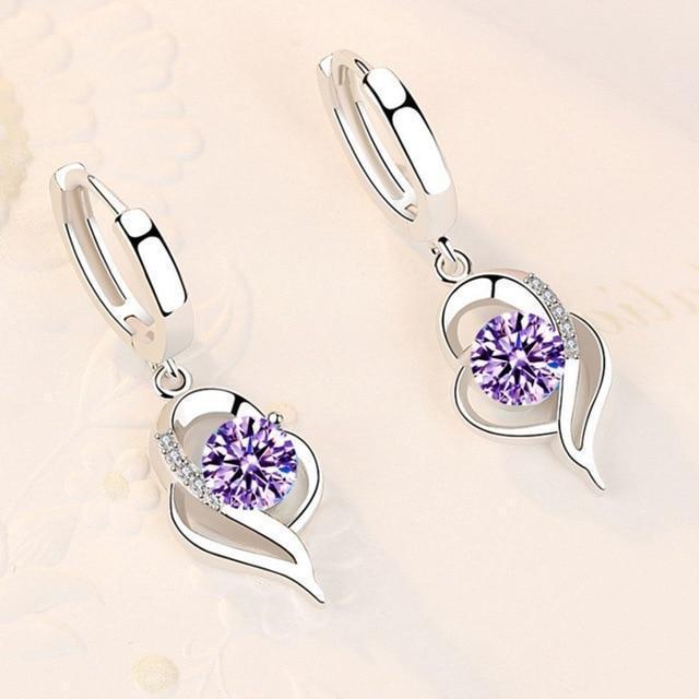 Boucles d'oreilles en argent floral avec zirconia